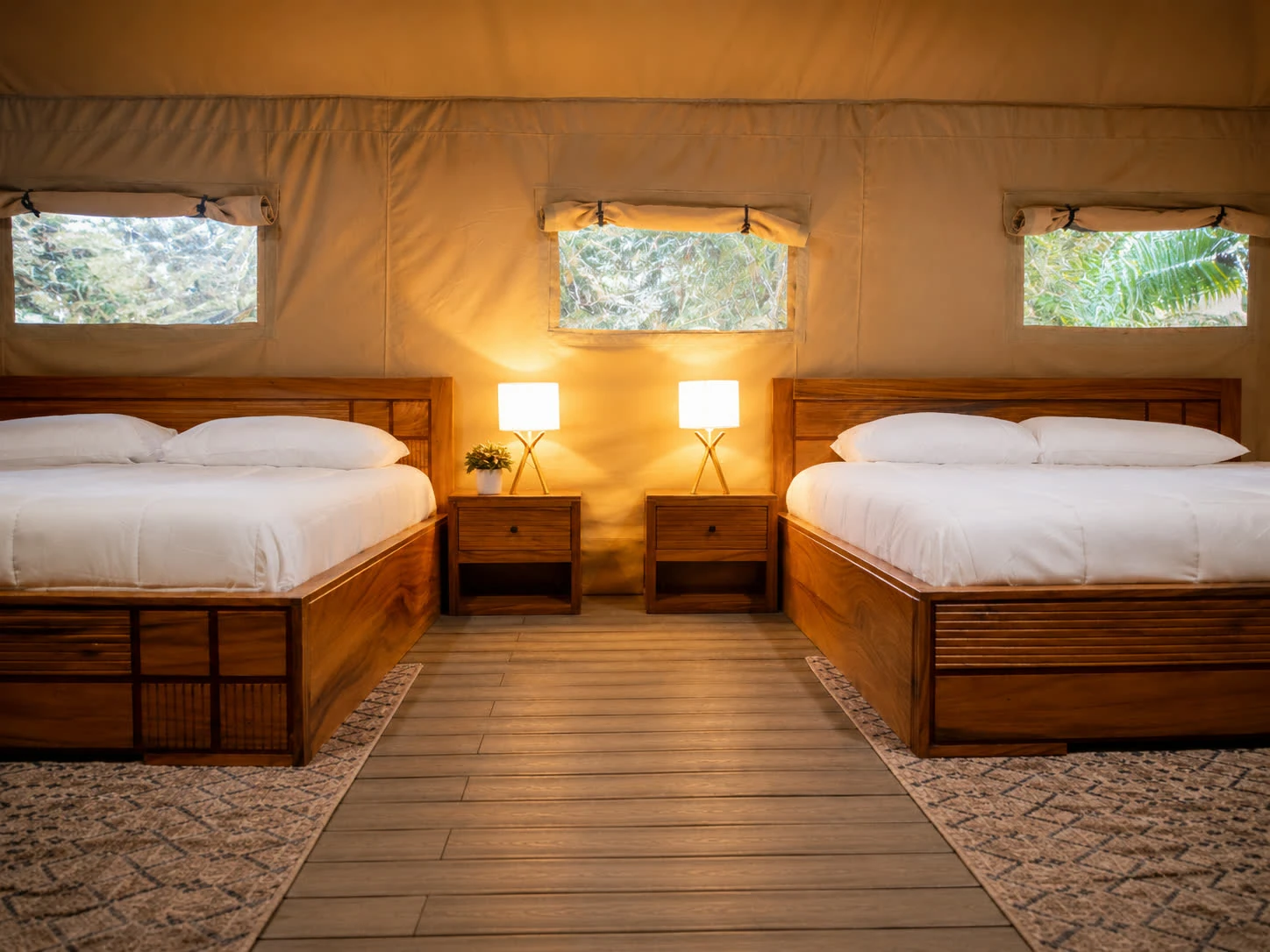 The Deluxe Queen tent with two queen beds